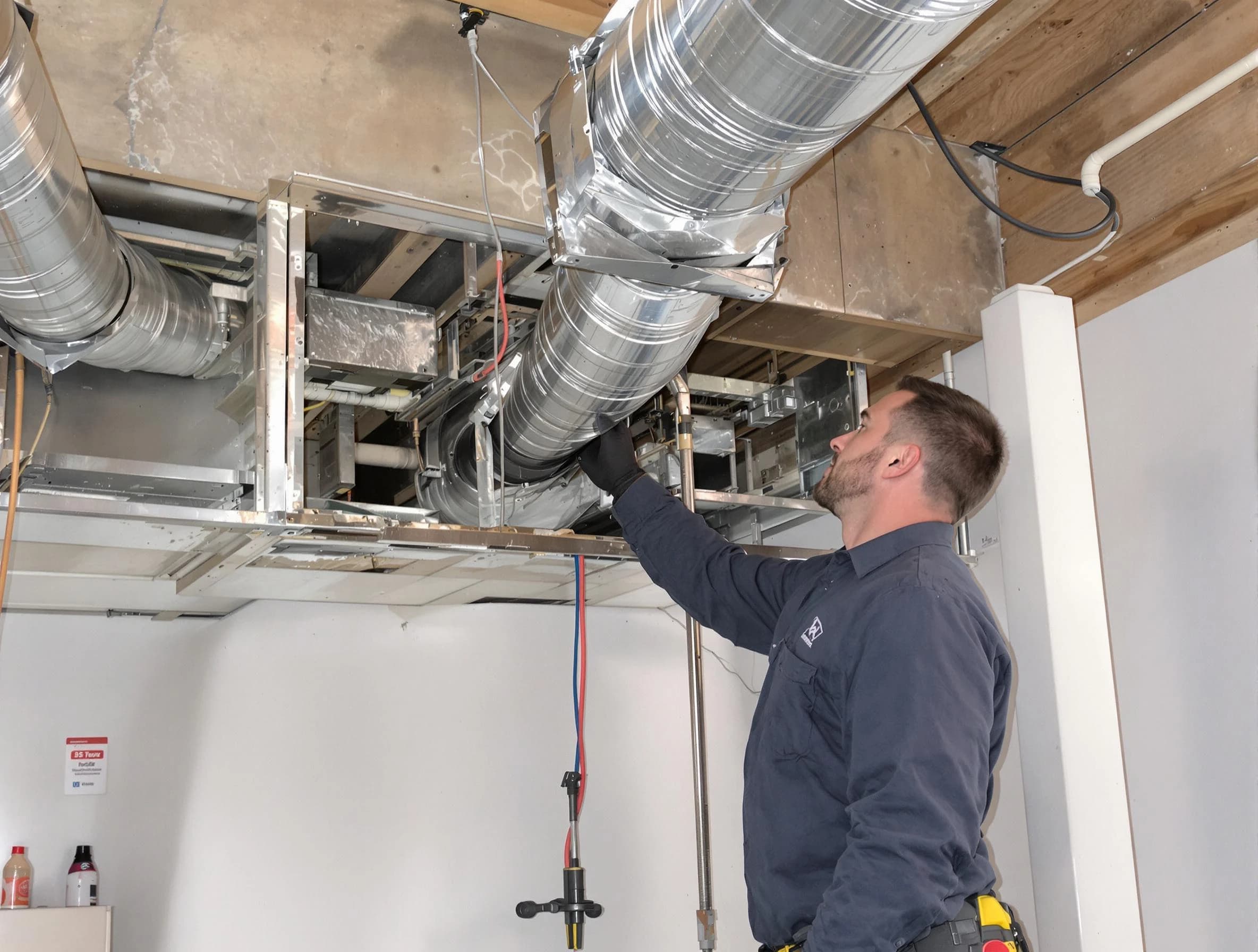 Palmetto Air Duct Cleaning technician performing professional air duct repair using specialized tools in Palmetto