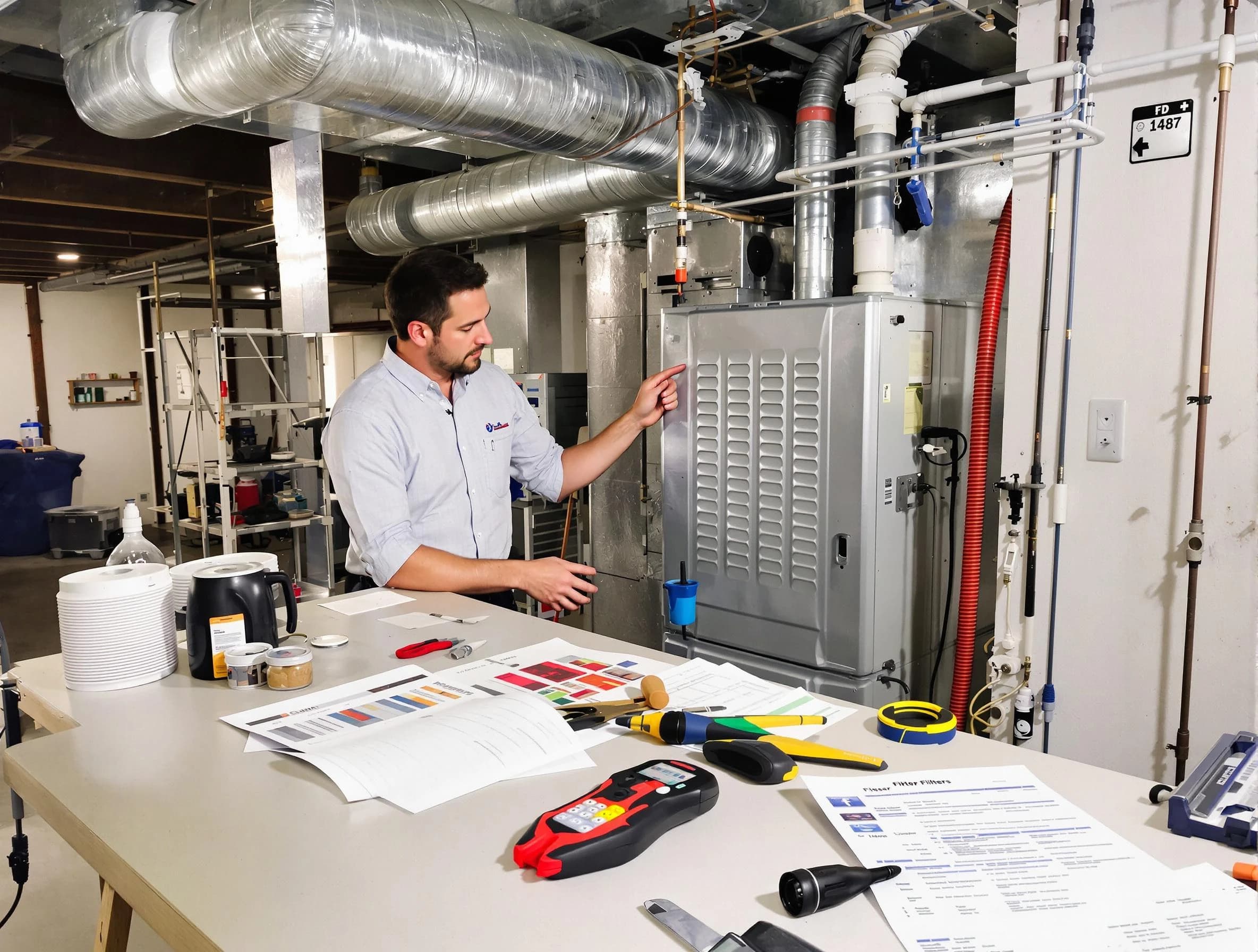 Palmetto Air Duct Cleaning inspector conducting detailed filter system evaluation using professional diagnostic tools in Palmetto