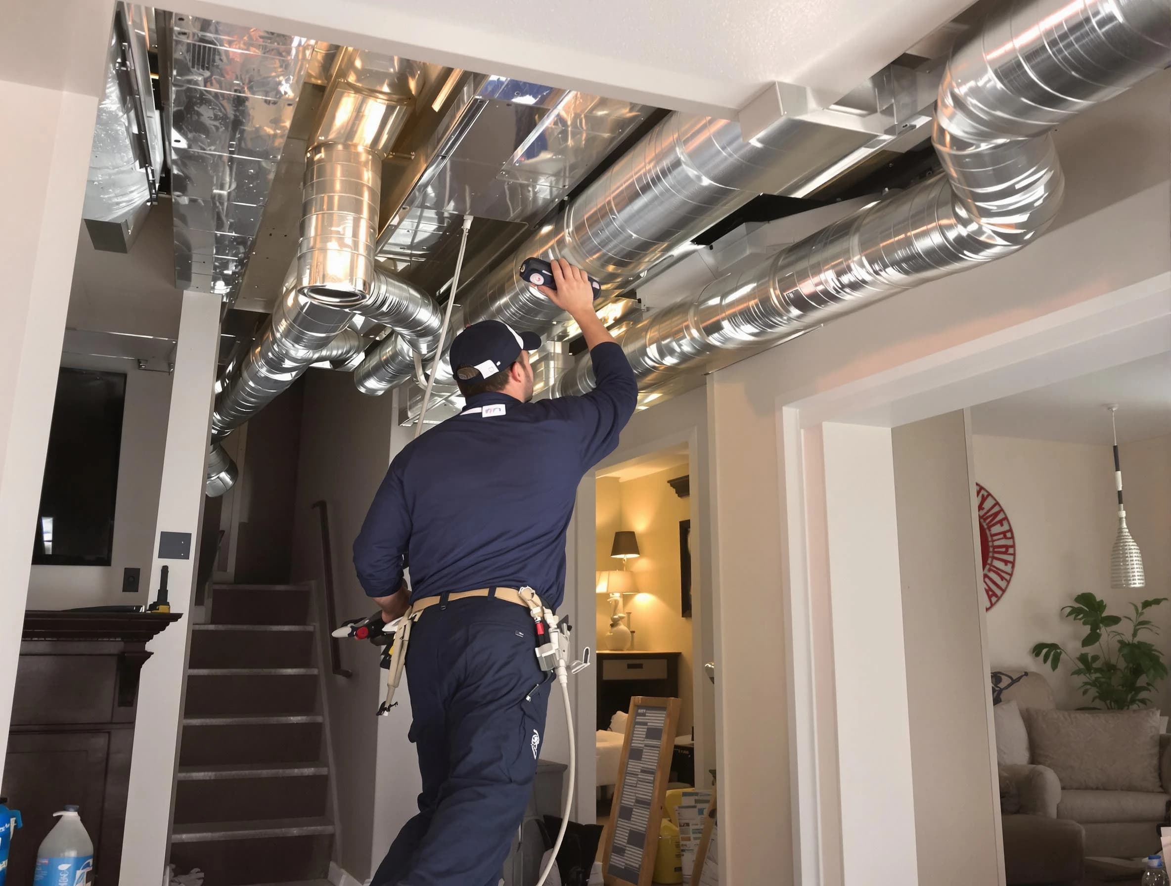 Palmetto Air Duct Cleaning expert performing specialized duct cleaning in a mobile home in Palmetto