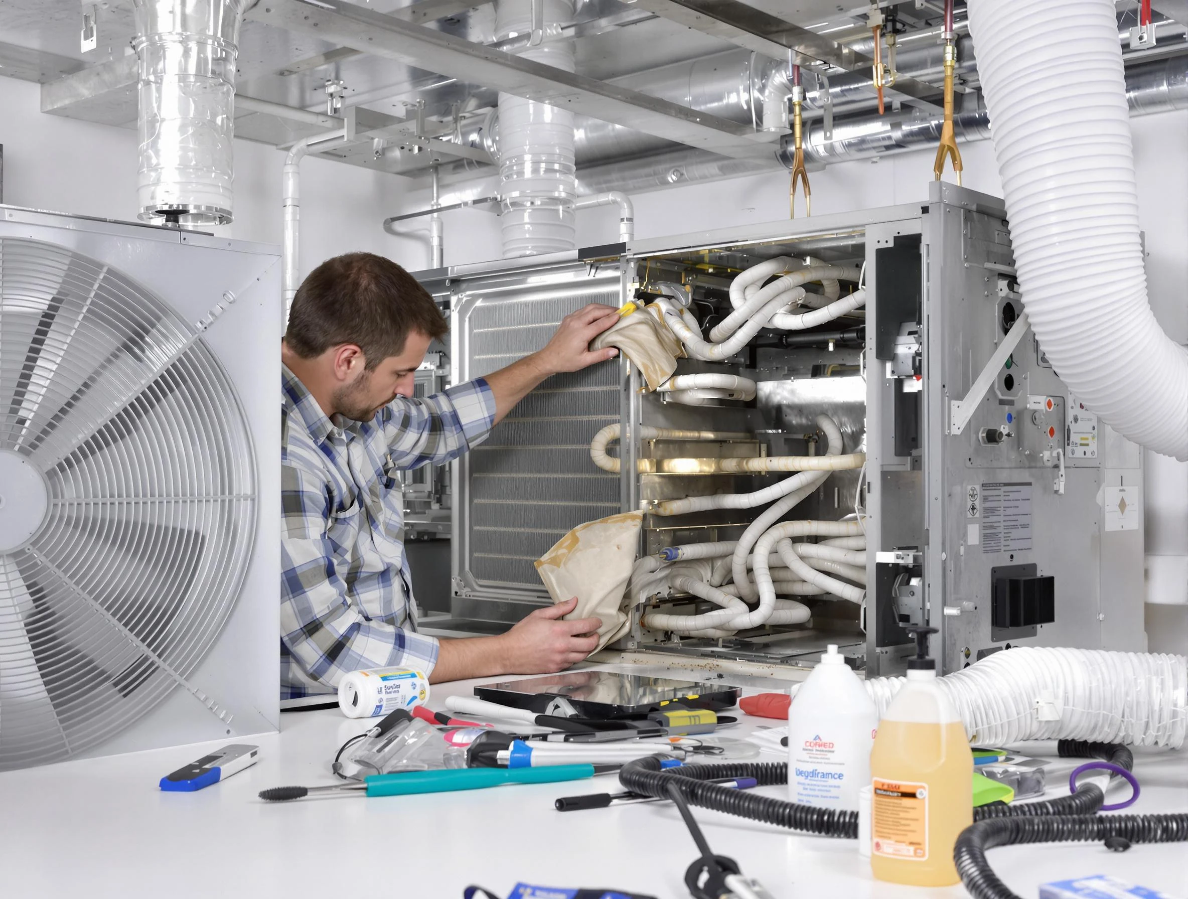 Palmetto Air Duct Cleaning specialist performing precision AC coil cleaning in Palmetto